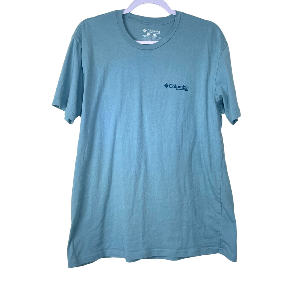 Columbia Blue Short Sleeve Dog Print T-Shirt Mens Size XL